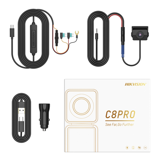 كاميرا داشكام للسيارة ثنائية بدقة 4K من هيكفيجن C8Pro