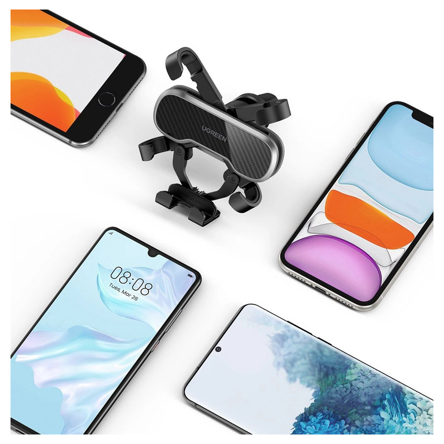 UGREEN Car Phone Mount Retractable Air Vent Gravity Cell Phone Holder Cradle with Hook /80871