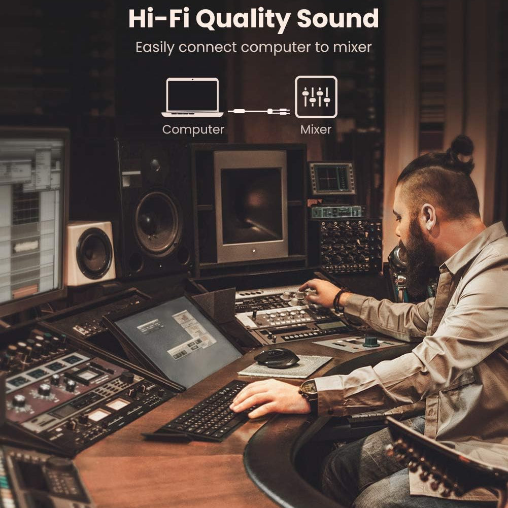 كابل صوت Ugreen بمقبس صغير 3.5 مم - 2 × مقبس 6.35 مم 2 متر رمادي / AV126 