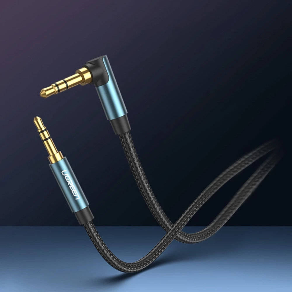 كابل AUX بزاوية Ugreen 2 × Mini Jack 3.5 مم أزرق / AV112