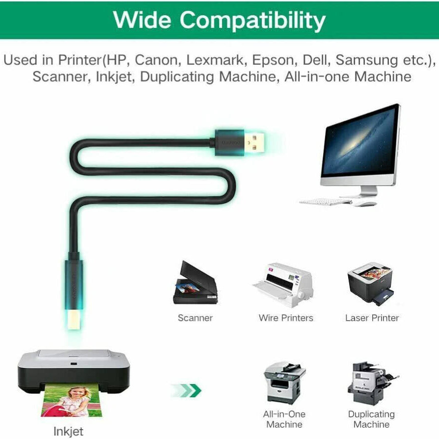 UGREEN Printer Cable USB a to B 2.0 Active Male Cord  / US122