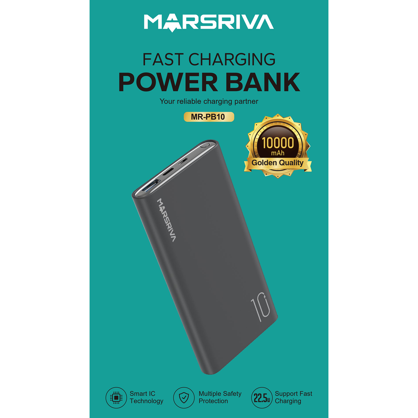 باور بانك بسعة 10000 مللي أمبير | شحن سريع | 22.5 واط | مارسريفا من لينكوم | MR.PB10