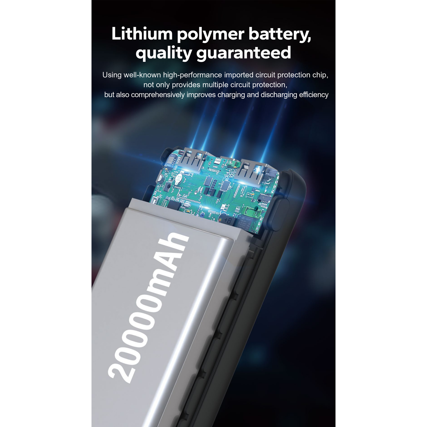 باور بانك بسعة 20000 مللي أمبير | لون أسود | مارسريفا من لينكوم | MR.PB20E