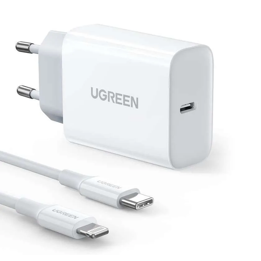 شاحن يوجرين سريع 20 واط مع كابل USB-C إلى Lightning بطول 1 متر  /50698