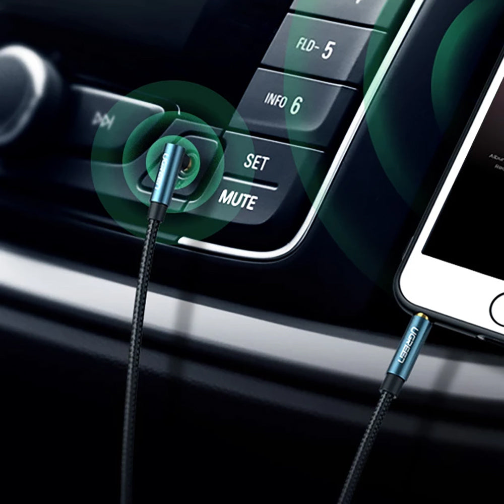 كابل AUX بزاوية Ugreen 2 × Mini Jack 3.5 مم أزرق / AV112